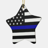 Thin Blue Line Flag Keramik Ornament (Links)