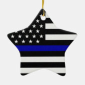 Thin Blue Line Flag Keramik Ornament (Hinten)