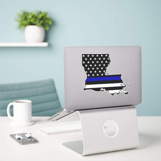 Thin Blue Line Flag Louisiana Aufkleber (Laptop auf Schreibtisch)