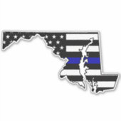 Thin Blue Line Flag Maryland Aufkleber (Vorderseite)