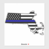 Thin Blue Line Flag Massachusetts Aufkleber (Blatt)