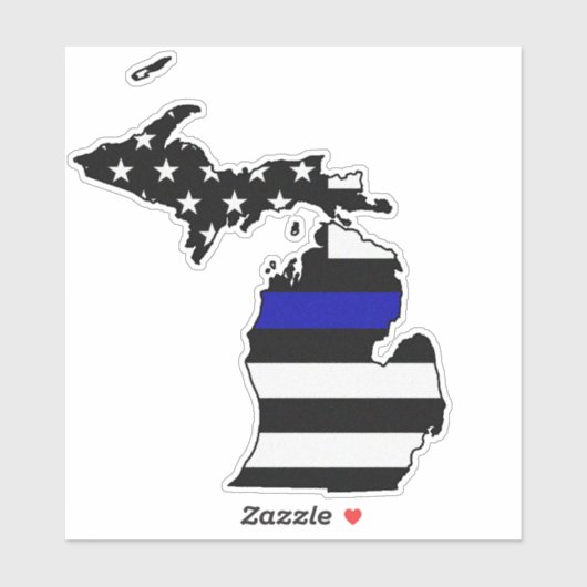 Thin Blue Line Flag Michigan Aufkleber (Blatt)