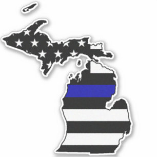 Thin Blue Line Flag Michigan Aufkleber