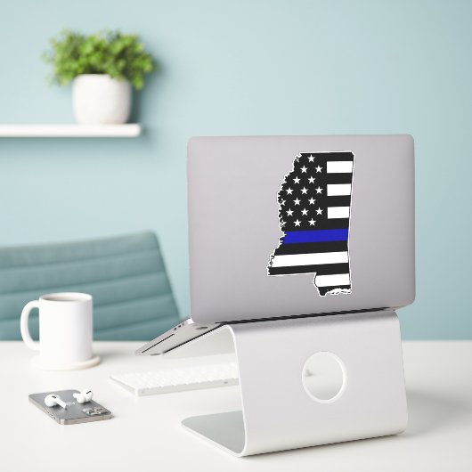 Thin Blue Line Flag Mississippi Aufkleber (Laptop auf Schreibtisch)