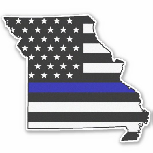 Thin Blue Line Flag Missouri Aufkleber (Vorderseite)