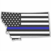 Thin Blue Line Flag Montana Aufkleber (Vorderseite)