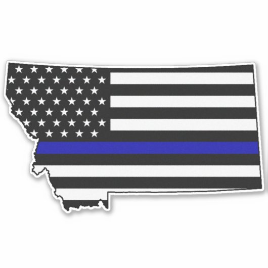 Thin Blue Line Flag Montana Aufkleber (Vorderseite)