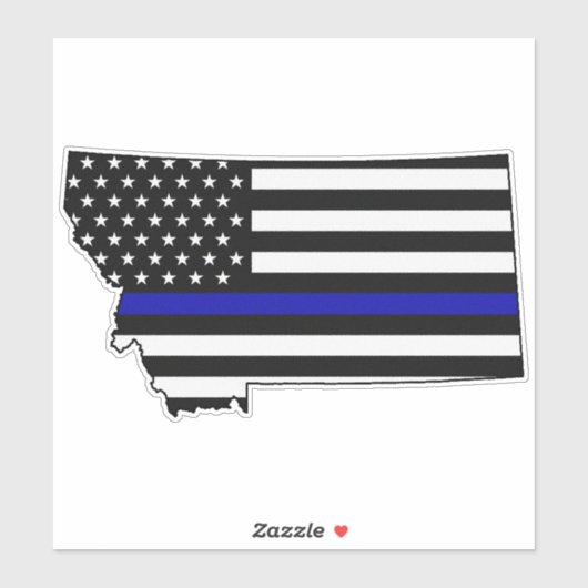 Thin Blue Line Flag Montana Aufkleber (Blatt)