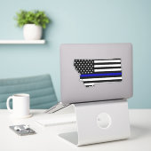 Thin Blue Line Flag Montana Aufkleber (Laptop auf Schreibtisch)