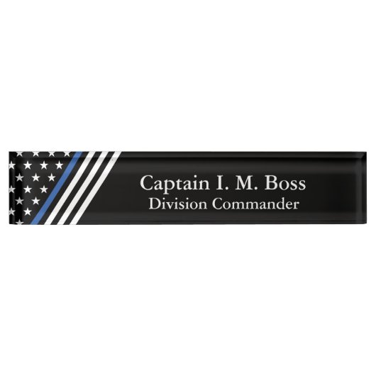 Thin Blue Line Flag Namensplakette (Vorderseite)