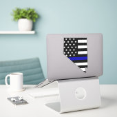 Thin Blue Line Flag Nevada Aufkleber (Laptop auf Schreibtisch)
