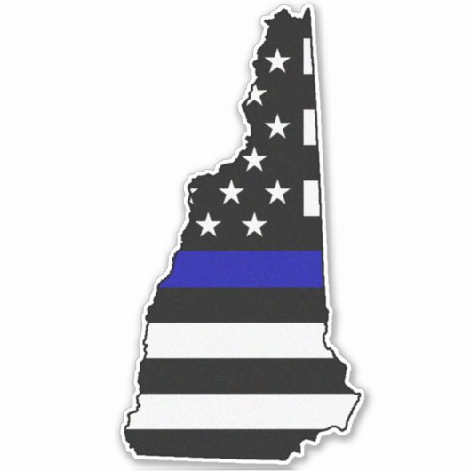 Thin Blue Line Flag New Hampshire Aufkleber (Vorderseite)