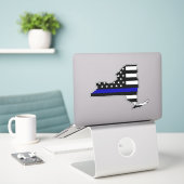 Thin Blue Line Flag New York Aufkleber (Laptop auf Schreibtisch)