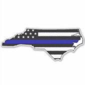 Thin Blue Line Flag North Carolina Aufkleber (Vorderseite)