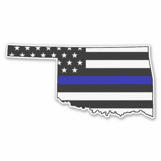 Thin Blue Line Flag Oklahoma Aufkleber (Vorderseite)