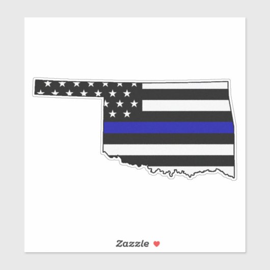 Thin Blue Line Flag Oklahoma Aufkleber (Blatt)