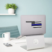 Thin Blue Line Flag Oklahoma Aufkleber (Laptop auf Schreibtisch)