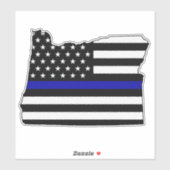 Thin Blue Line Flag Oregon Aufkleber (Blatt)