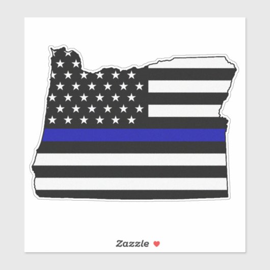 Thin Blue Line Flag Oregon Aufkleber (Blatt)