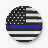 Thin Blue Line Flag Pappteller (Vorderseite)