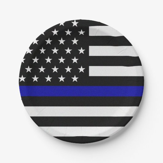 Thin Blue Line Flag Pappteller (Vorderseite)