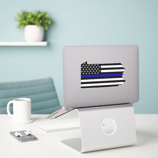 Thin Blue Line Flag Pennsylvania Aufkleber (Laptop auf Schreibtisch)
