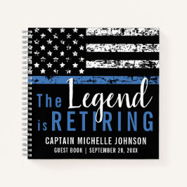 Thin Blue Line Flag Police Retirement Gästebuch Notizblock