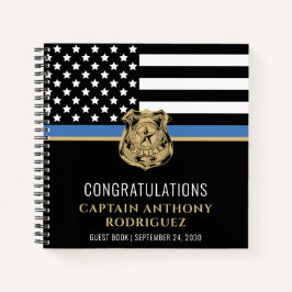 Thin Blue Line Flag Police Retirement Guest Notizblock