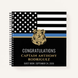 Thin Blue Line Flag Police Retirement Guest Notizblock