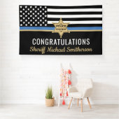 Thin Blue Line Flag Police Sheriff Retirement Banner (Insitu)