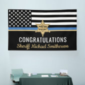 Thin Blue Line Flag Police Sheriff Retirement Banner (Messe)