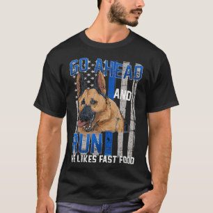 Thin Blue Line Flag Polizei Hund Deutscher Schäfer T-Shirt