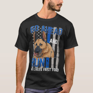 Thin Blue Line Flag Polizei Hund Deutscher Schäfer T-Shirt