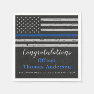 Thin Blue Line Flag Polizeidirektor Abschluss Napk Serviette