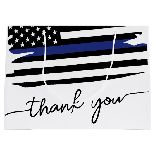 Thin Blue Line Flag Polizeidirektor Vielen Dank Große Geschenktüte (Vorderseite)