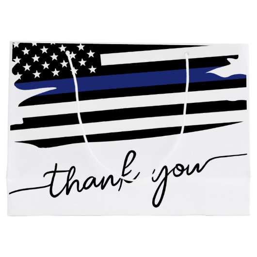 Thin Blue Line Flag Polizeidirektor Vielen Dank Große Geschenktüte (Rückseite)