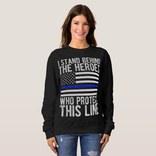 Thin Blue Line Flag - Polizeiliche und strafrechtl Sweatshirt (Vorne ganz)