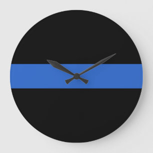 Thin Blue Line Flag Polizeisolidaritätszeichen Große Wanduhr