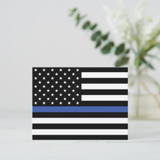 THIN BLUE LINE FLAG POSTKARTE (Stehend Vorderseite)
