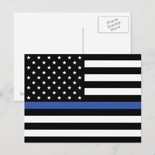 THIN BLUE LINE FLAG POSTKARTE (Vorne/Hinten)