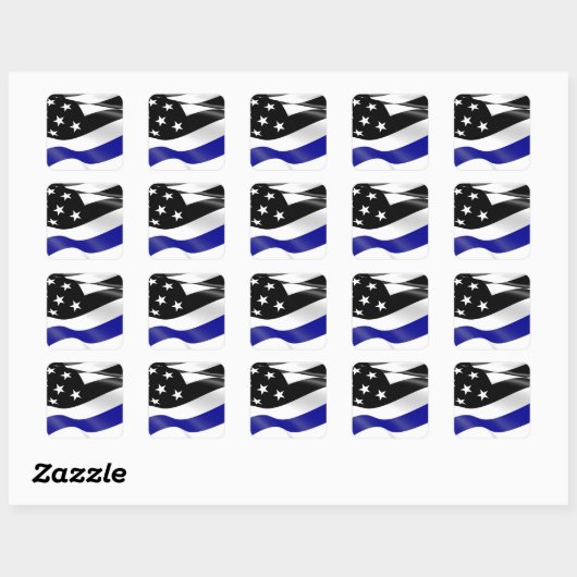 Thin Blue Line Flag Quadratischer Aufkleber (Blatt)