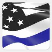 Thin Blue Line Flag Quadratischer Aufkleber (Vorderseite)
