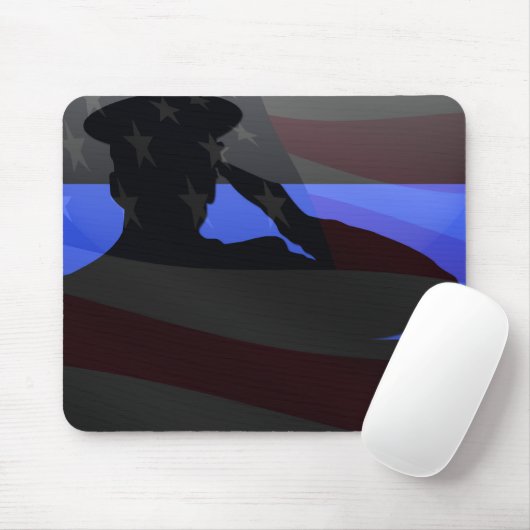 Thin Blue Line - Flag Salute Mousepad (Mit Mouse)