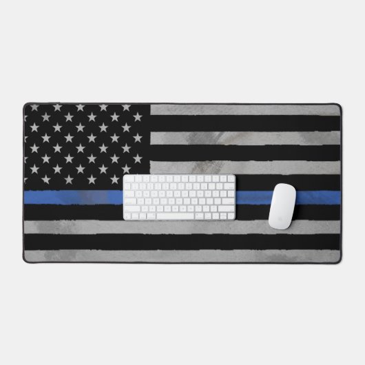 Thin Blue Line Flag Schreibtischunterlage (Tastatur & Maus)
