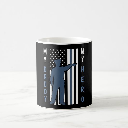 Thin Blue Line Flag Shirt Mein Daddy My Held Polic Kaffeetasse (Mittel)