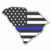 Thin Blue Line Flag South Carolina Aufkleber (Vorderseite)
