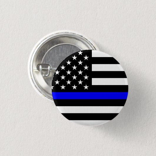 Thin Blue Line Flag (Vereinigte Staaten) Button (Vorne & Hinten)