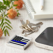 Thin Blue Line Flag (Vereinigte Staaten) Schlüsselanhänger (Seite)