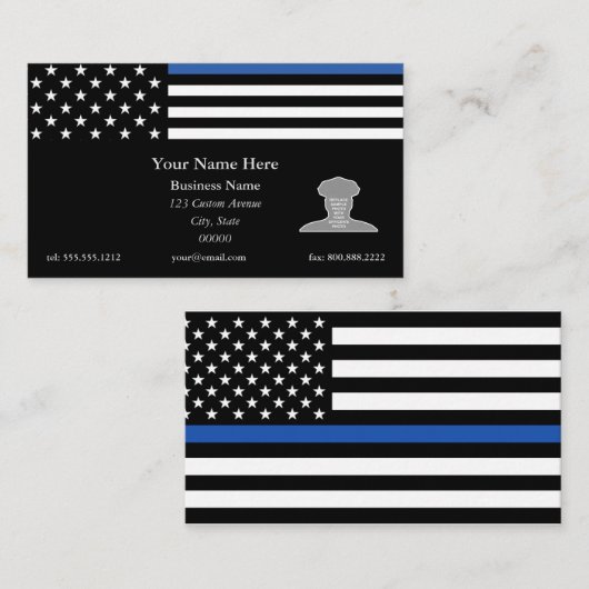 Thin Blue Line Flag Visitenkarte (Vorne/Hinten)