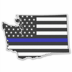 Thin Blue Line Flag Washington Aufkleber